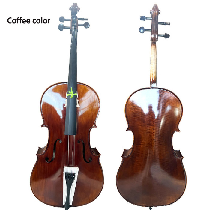 100% Handmade Professional Cello solid Wood Flame maple satin antique Cello  With Bow and Cello Bag