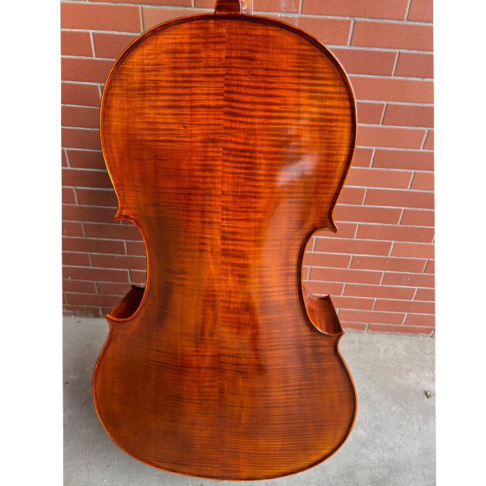 100% Handmade Professional Cello solid Wood Flame maple satin antique Cello  With Bow and Cello Bag