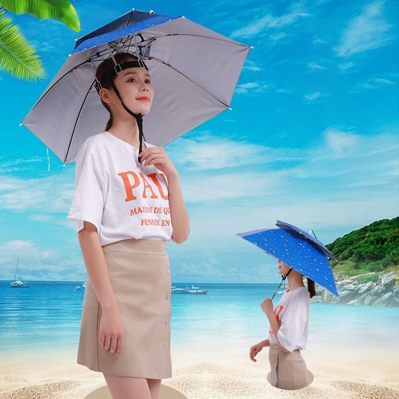 Outdoor anti-rain anti-sun headwear sun cap foldable fishing golf cycling hiking camping shade head umbrella hat