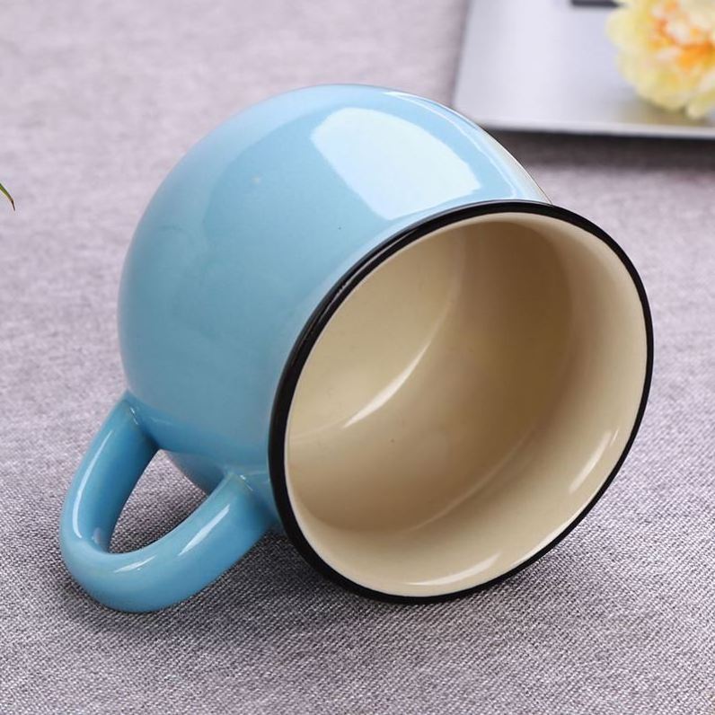 Eco-Friendly Fine Bone China Solid Color Glaze Ceramic Mugs Creative Blley Cup Tea Milk Mugs