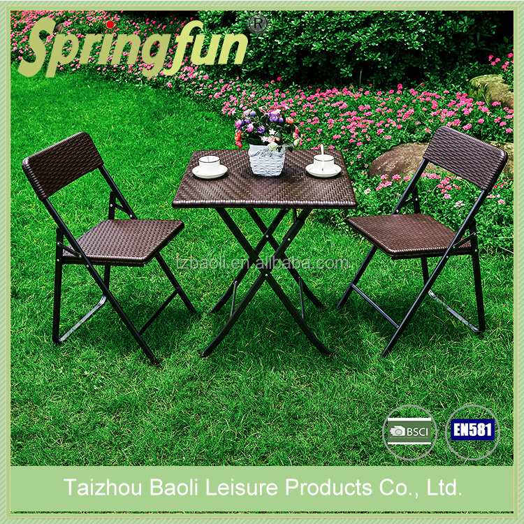 Hot Selling HDPE Plastic Wicker Design Bistro Table Set Lounge Patio Table Set Garden Tables