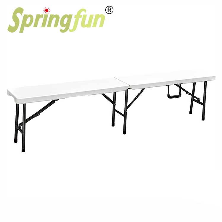 White 6 Feet 183CM HDPE folded in half Outdoor Plastic Folding Bench