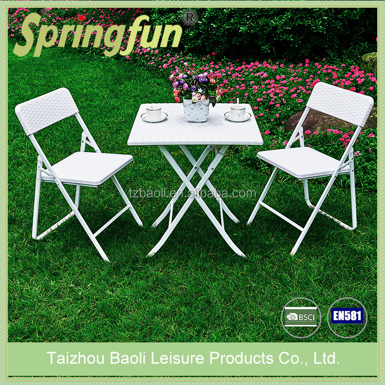 Hot Selling HDPE Plastic Wicker Design Bistro Table Set Lounge Patio Table Set Garden Tables