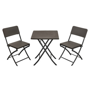 Best Selling HDPE Plastic Wicker Design Bistro Table Set Lounge Patio Table Set Garden Tables Set