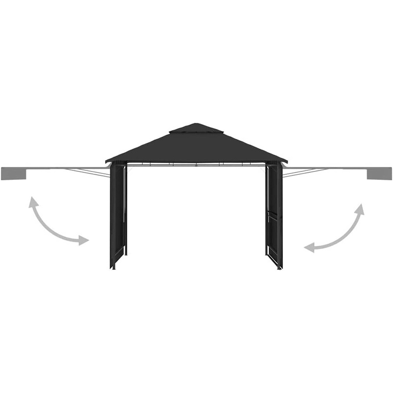 Sunshade Canopy  Steel Waterproof Gazebo Soft Top Retractable Awning Garden Gazebos 10x10 ft Pavilion