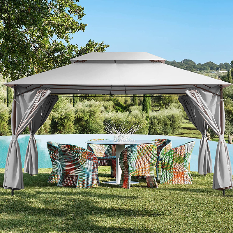 10x13 Sunshade Canopy Outdoor Garden Gazebo with curtain pavilion Large Gazebos Aluminum