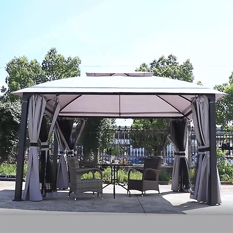 10x13 ft 3x3 3x4 4x4 Garden Gazebos With Curtain And Mosquito Netting Outdoor Gazebos Aluminum