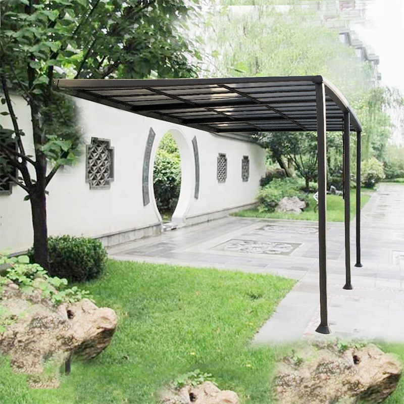 L  Custom 6x3.5 Outdoor Garden Lean Against The Wall Waterproof Sunshade Sliding PC Polycarbonate Board Aluminum Pergola Gazebo