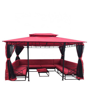 Waterproof Double Roof Outdoor Furniture iron Gazebo With Mosquito Netting Outdoor Garden Gazebo