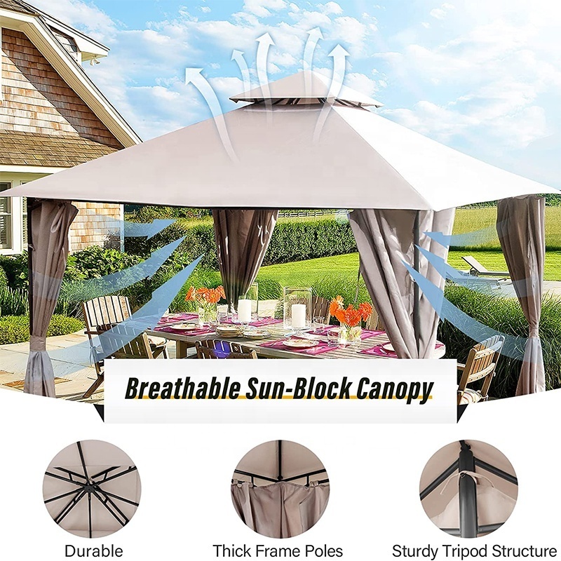 L 3x3 Garden Jardin Gazebo Pavilion With Curtains Cheap Steel Waterproof Sunshade 4x4 gazebo outdoor pergola