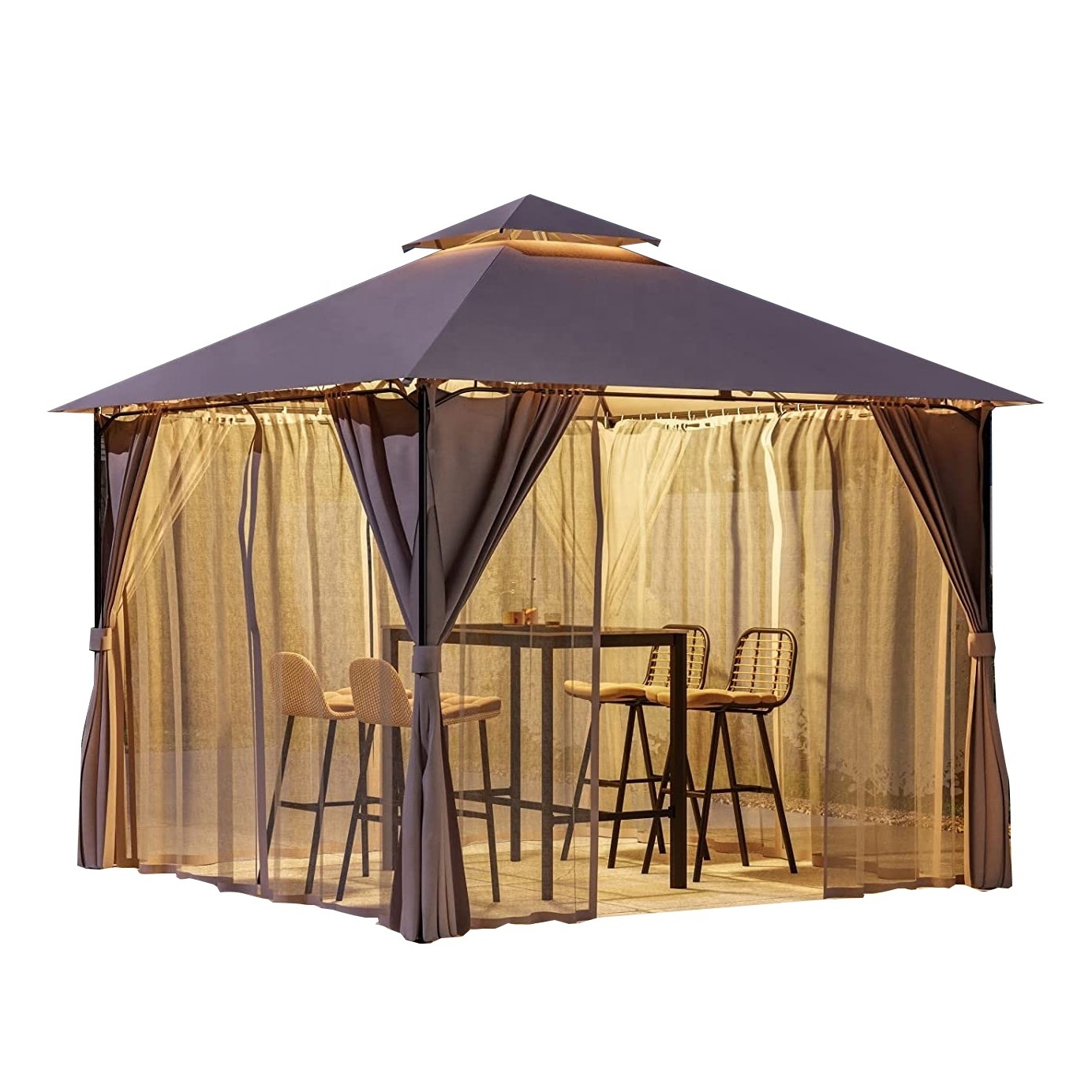 L 3x3 Garden Jardin Gazebo Pavilion With Curtains Cheap Steel Waterproof Sunshade 4x4 gazebo outdoor pergola