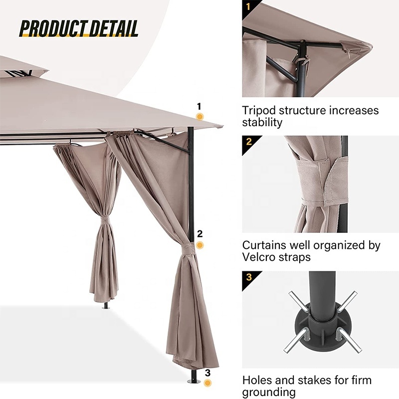 L 3x3 Garden Jardin Gazebo Pavilion With Curtains Cheap Steel Waterproof Sunshade 4x4 gazebo outdoor pergola