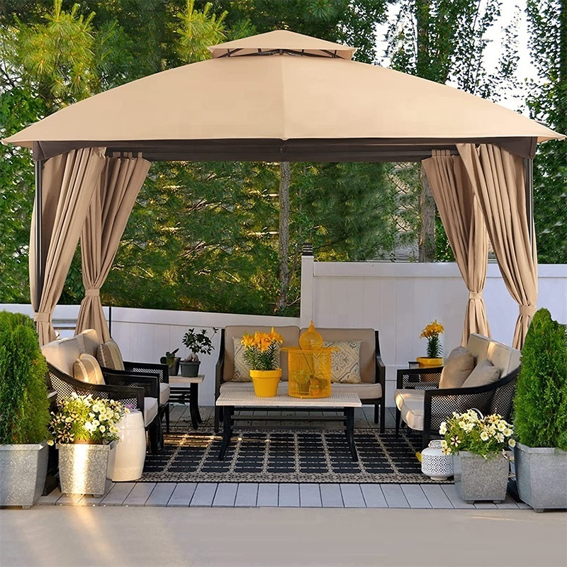 10x10  Outdoor Garden Gazebo With 4-side Mosquito Netting Outdoor Pool-Side Patio shade Metal Gazebo