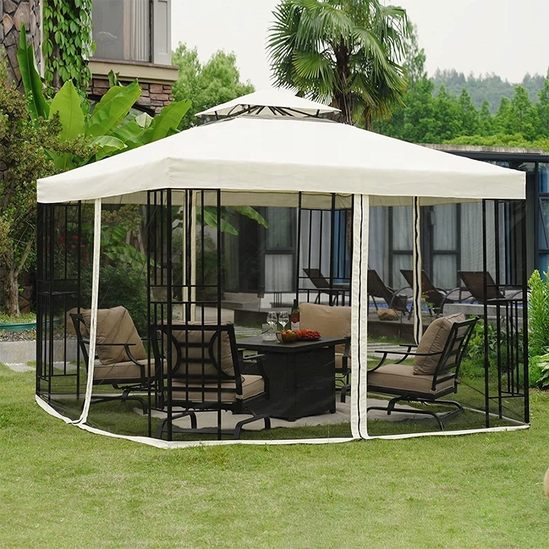 10x10 Patio Outdoor Gazebo with Outdoor Privacy Screen Mesh Netting for Deck Backyard Patio Garden gazebo