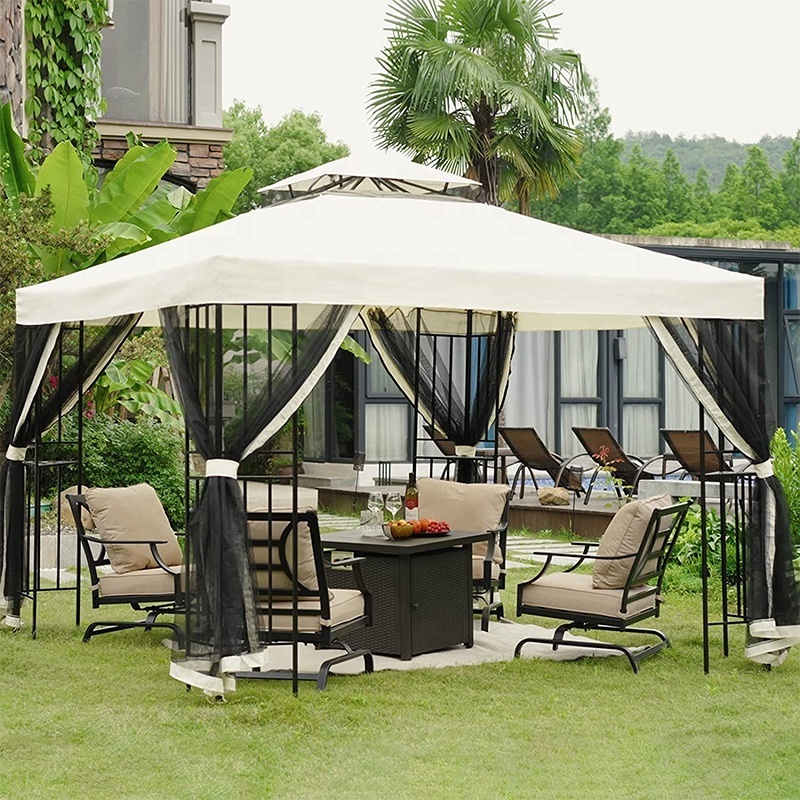 10x10 Patio Outdoor Gazebo with Outdoor Privacy Screen Mesh Netting for Deck Backyard Patio Garden gazebo