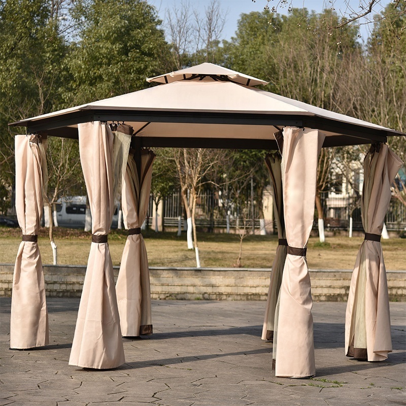 L Luxury Steel Gazebo With Mosquito Net Gazebo Side Curtains Hexagon Gazebo