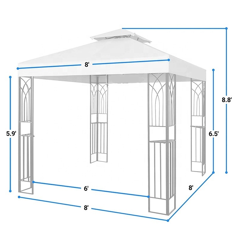 L-Customizable steel frame double roof decoration garden polyester roof gazebo outdoor