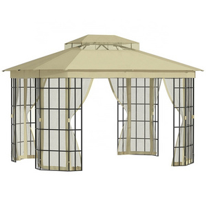 10X12 ft Garden Double Roof Canopy Shelter Double Tier Roof With Netting Screen Outdoor  Gazebo