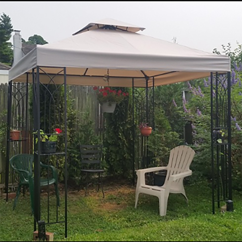 A-Customization Metal Frame 8x8 ft Canopy for Shade and Rain with Corner Shelves Soft Top Outdoor Gazebo Patio