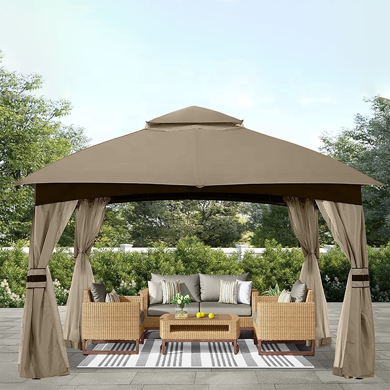 L Steel Frame Garden Gazebo Outdoor for Poolside Sunshade Gazebos