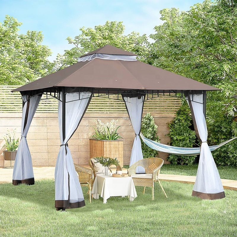 L  Metal Gazebo Outdoor Pavilion Double Roof Backyard Grill Jardin Gazebos