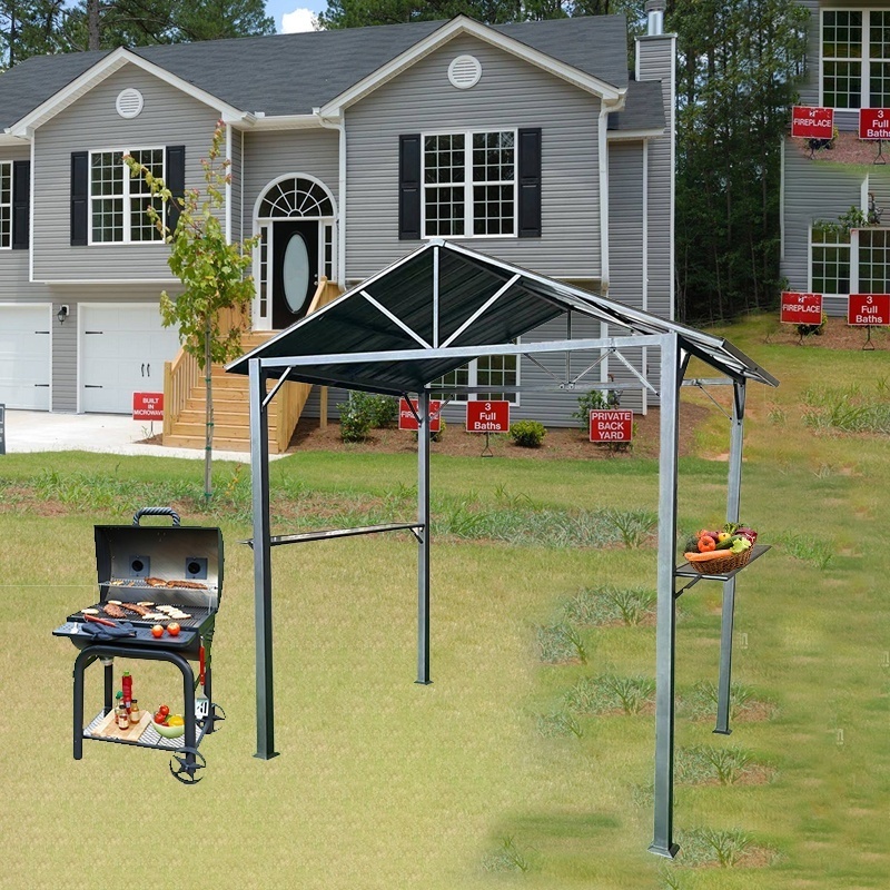 Outdoor Hardtop Metal Grill Gazebo BBQ Patio Shelter Canopy Steel Roof Barbecue Gazebos