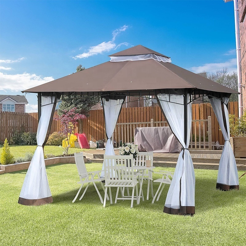 L  Metal Gazebo Outdoor Pavilion Double Roof Backyard Grill Jardin Gazebos