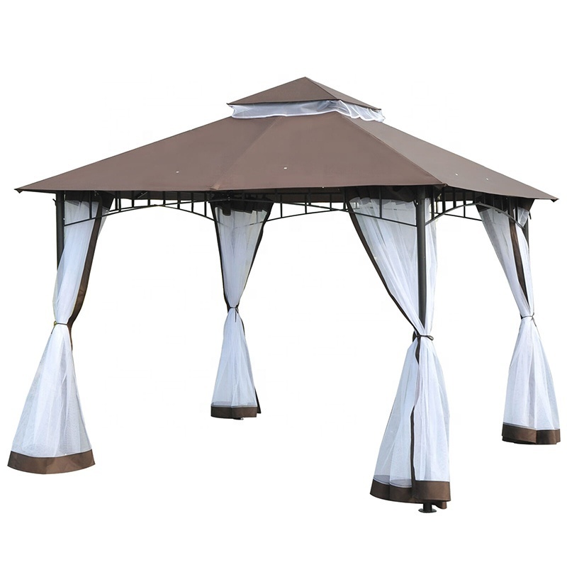 L  Metal Gazebo Outdoor Pavilion Double Roof Backyard Grill Jardin Gazebos