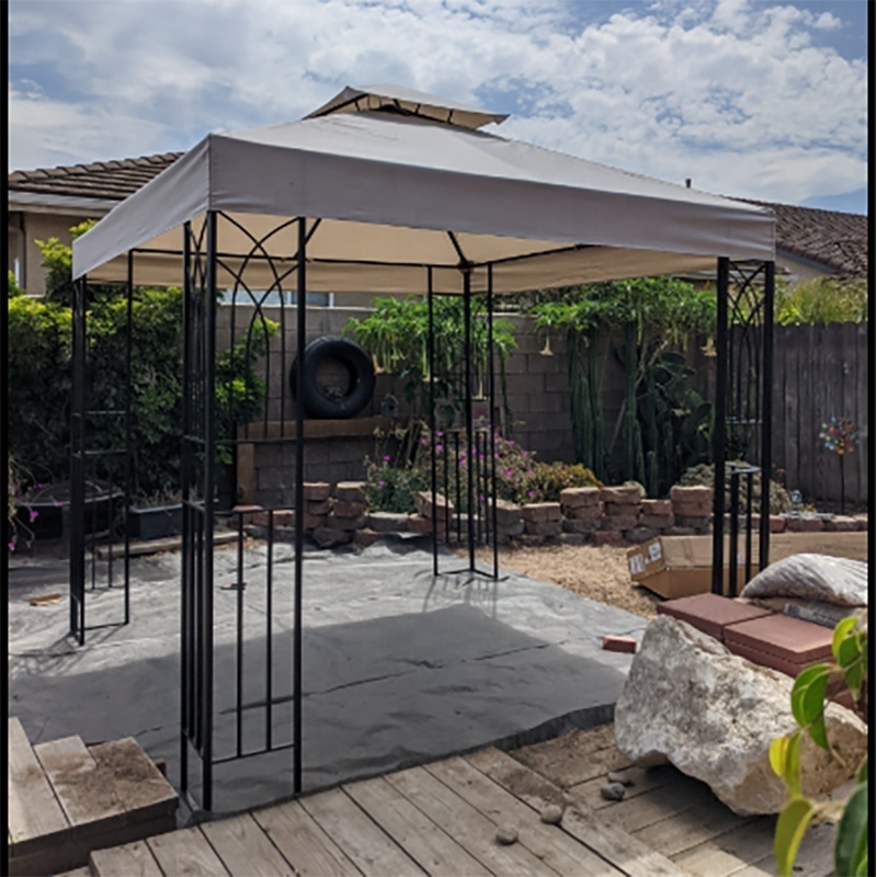 L-Customizable steel frame double roof decoration garden polyester roof gazebo outdoor