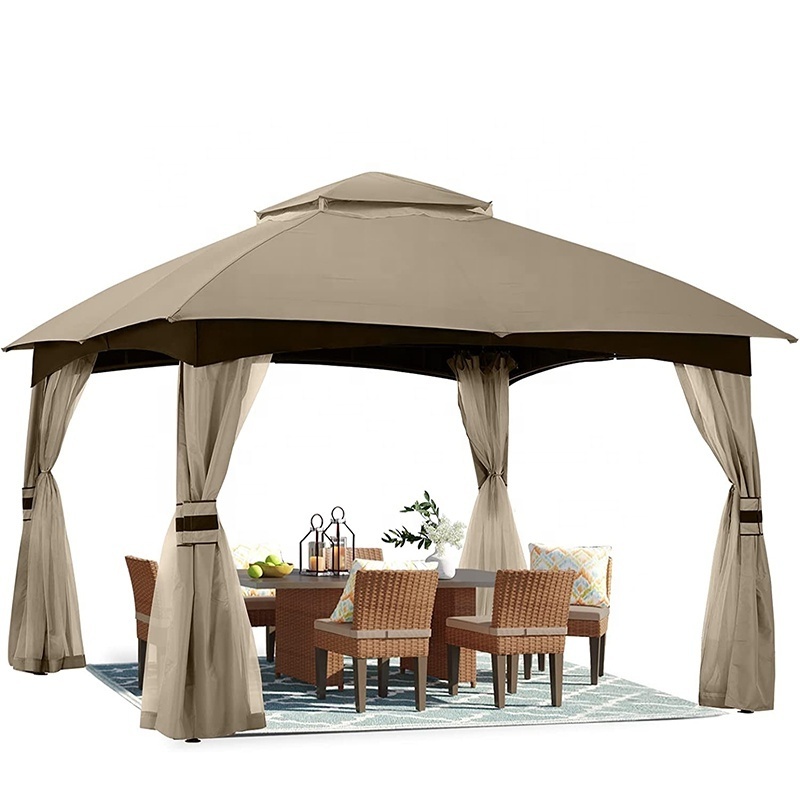 L Steel Frame Garden Gazebo Outdoor for Poolside Sunshade Gazebos