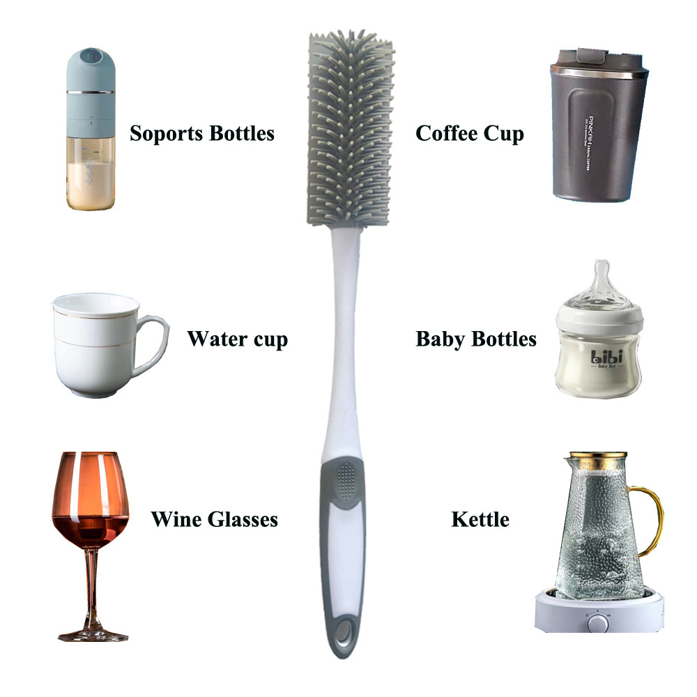 Soft Rubber Bristle Non-silicone Multi-function Kitchen Bottle Thermos Glass Cleaning Bathtub Carpet Pet Brush