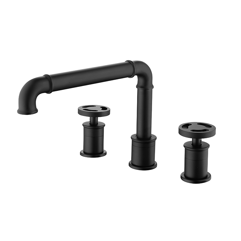 5 Pcs Side Matte Black Deck Mounted Hole Designer Tub Tap Bathtub Bath Sink Faucet