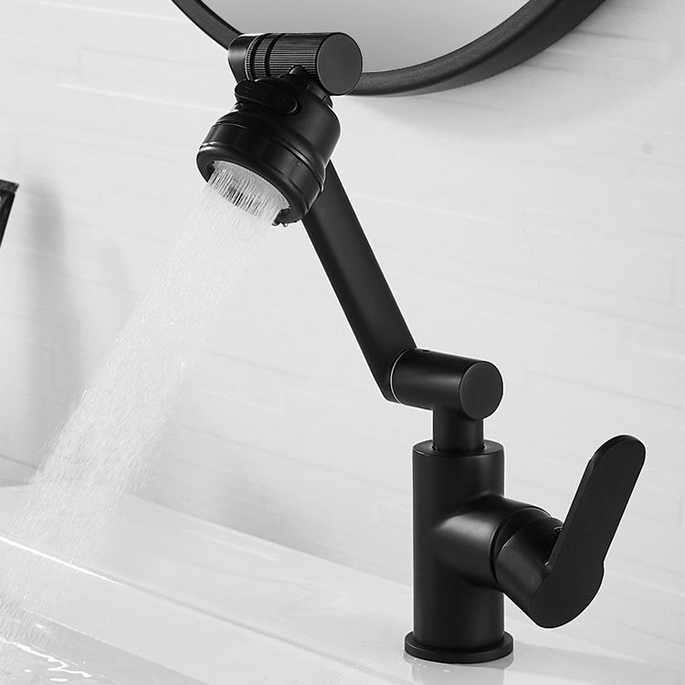 Hot Sales Multifunctional Pulling Black Faucets Three Dimensional Free Rotation Faucet Bathroom