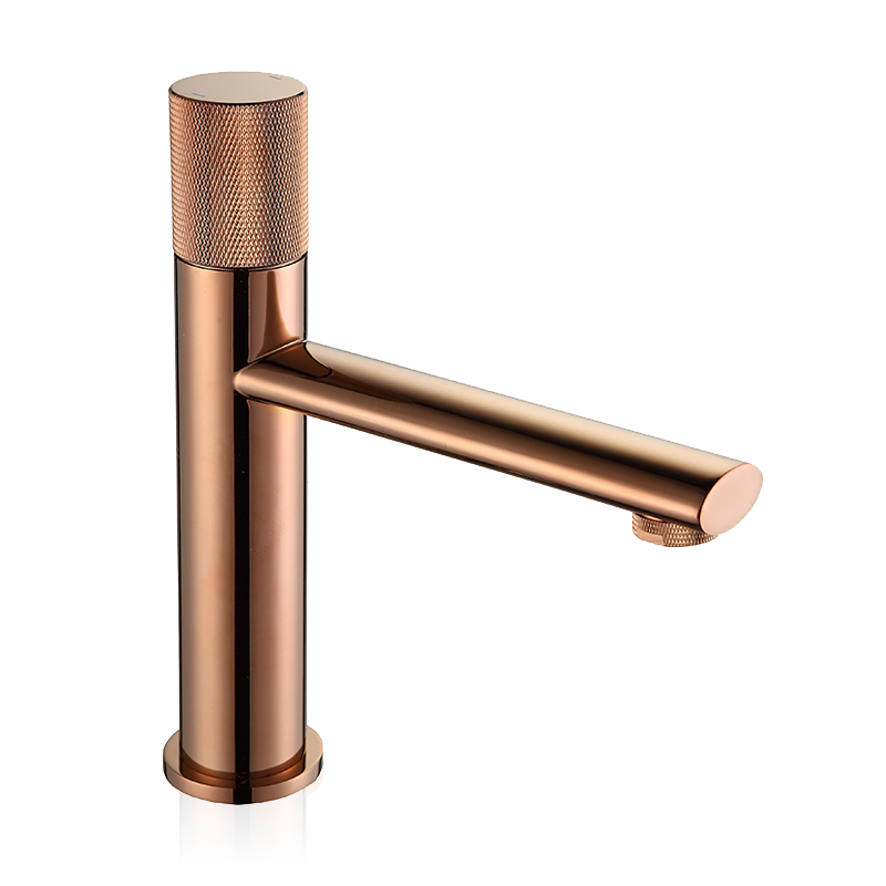 Modern Luxury Bathroom Spout Brushed Gold Faucet Brass Hot Water Tap