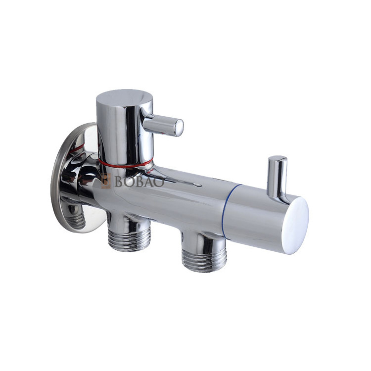 Bathroom Taps Accessory Multi-function Brass Angle Valve With 2 Handle