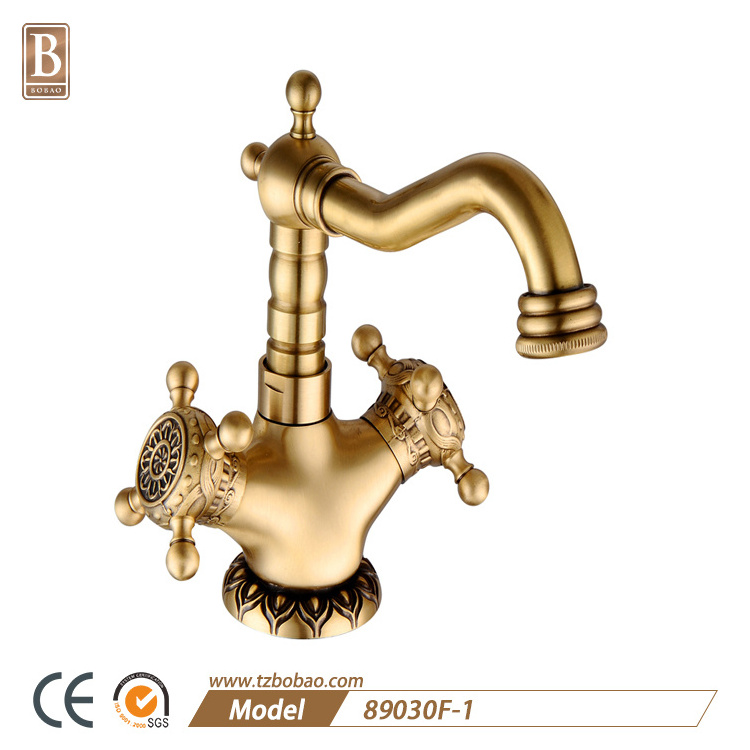 Hot Sale European Style Single Lever Antique Brass Kitchen Faucet Flexible Hose