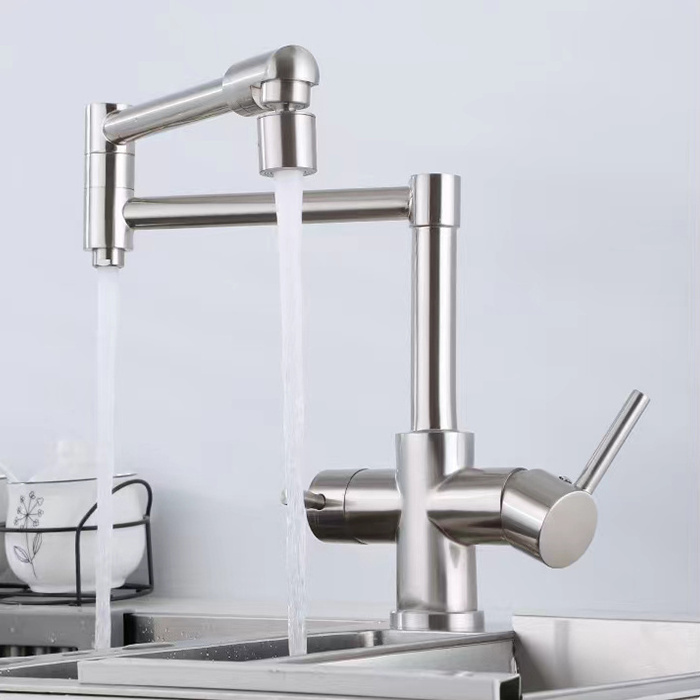 Modern Hot and Cold Water Chrome Brass Folding Purifier Kitchen Faucet