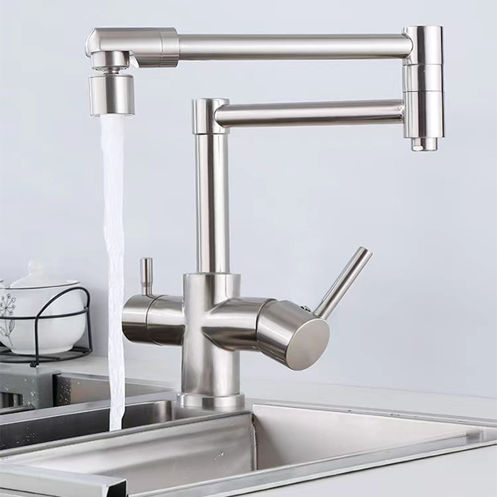 Modern Hot and Cold Water Chrome Brass Folding Purifier Kitchen Faucet