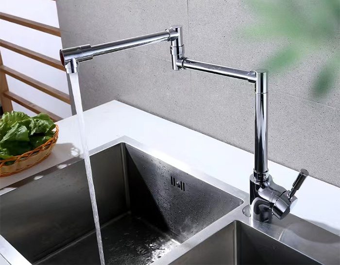 Modern Hot and Cold Water Chrome Brass Folding Purifier Kitchen Faucet