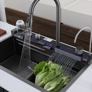 New Design Waterfall Kitchen Sink Stainless Steel Sinks Function Kitchen Multi-functional Sink