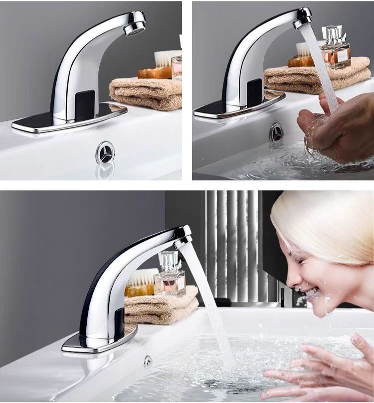 Bathroom Chrome Sensor Basin Faucet Water Taps Sensor Single Cold Basin Faucet