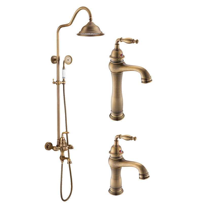 European Shower Set Faucet Waterfall Shower Head Rose Gold Mixer Brass CE OEM Service CLASSIC Round Rain Polished 3 Years 2 Sets