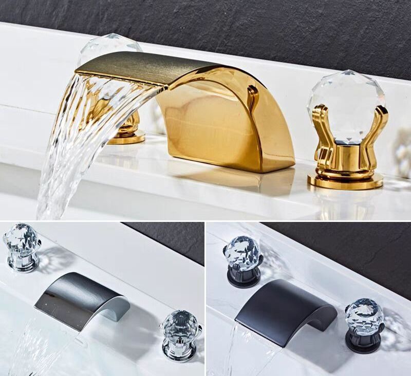 Creative Style Hotel Crystal Faucet Bathroom Hot And Cold 2 Handles Faucet Brass Water Tap Faucet