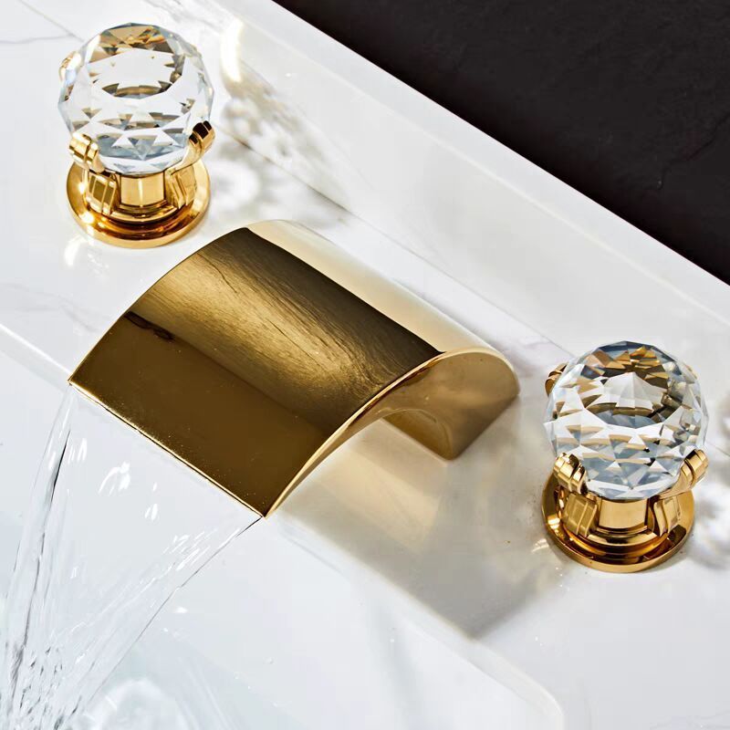 Creative Style Hotel Crystal Faucet Bathroom Hot And Cold 2 Handles Faucet Brass Water Tap Faucet