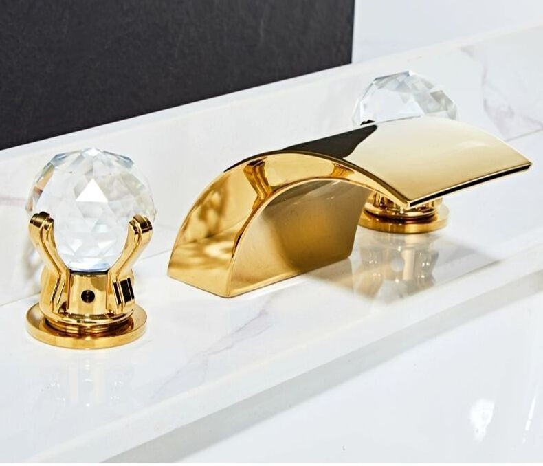 Creative Style Hotel Crystal Faucet Bathroom Hot And Cold 2 Handles Faucet Brass Water Tap Faucet