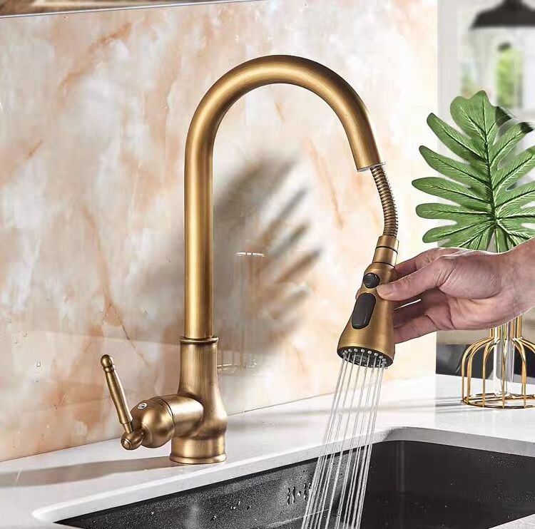 Hot Style Brass Kitchen Faucet Kitchen Tap 360 Degree Pull Out Three Way Kitchen Faucet