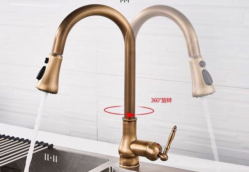 Hot Style Brass Kitchen Faucet Kitchen Tap 360 Degree Pull Out Three Way Kitchen Faucet