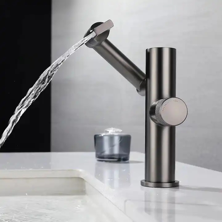 New Arrival Gun Gray Universal Rotating Robot Arm Bathroom Tap Hot And Cold Water Basin Faucets With Digital Display