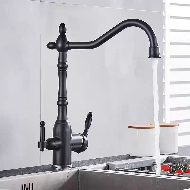 European And American Retro Style Faucet Black Taps Kitchen Faucet With Filter Brushed Gold Water Purifier Faucet