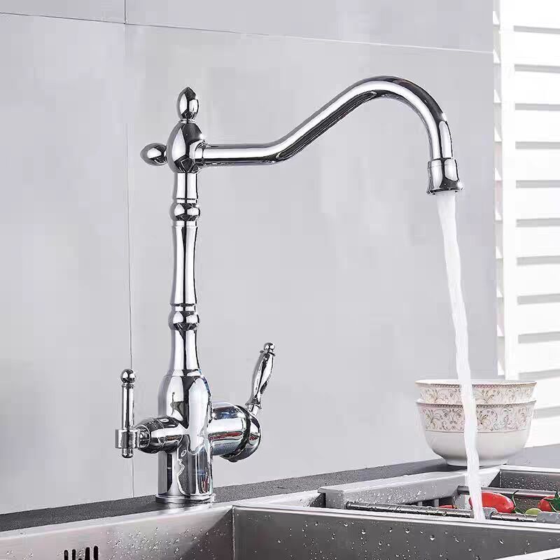 European And American Retro Style Faucet Black Taps Kitchen Faucet With Filter Brushed Gold Water Purifier Faucet